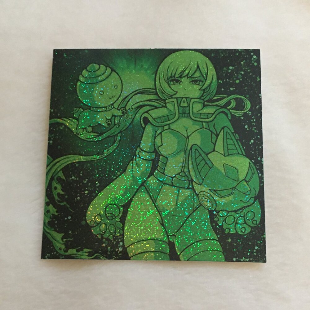 4/$25 Retro Green Sparkle 'Kit and Momo' Holo Seal Sticker